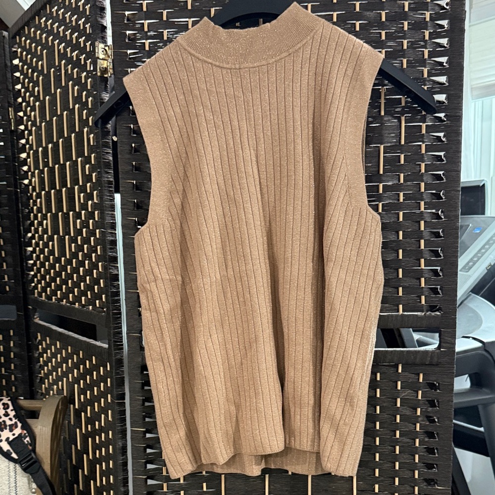 Talbots Sleeveless Ribbed Knit Top - Brown
